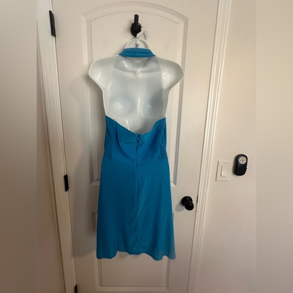 Amanda Uprichard blue 100% silk halter minidress size small - Picture 2 of 12